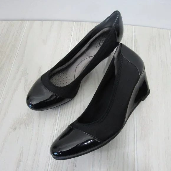 LifeStride Women's Juliana Stretch Wedge Pump -Size 9.5Cap Toe-Shine Black Upper - Picture 9 of 13